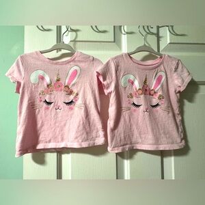 TWIN BUNDLE/ The Children's Place Pink Unicorn Bunny 🐰 T-Shirts / 12-18 months